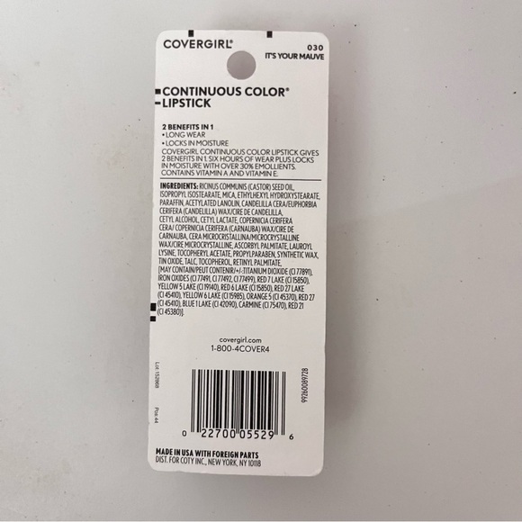 COVERGIRL Continuous Color Lipstick, 30 It's Your Mauve, 0.13 oz NEW - Picture 3 of 11